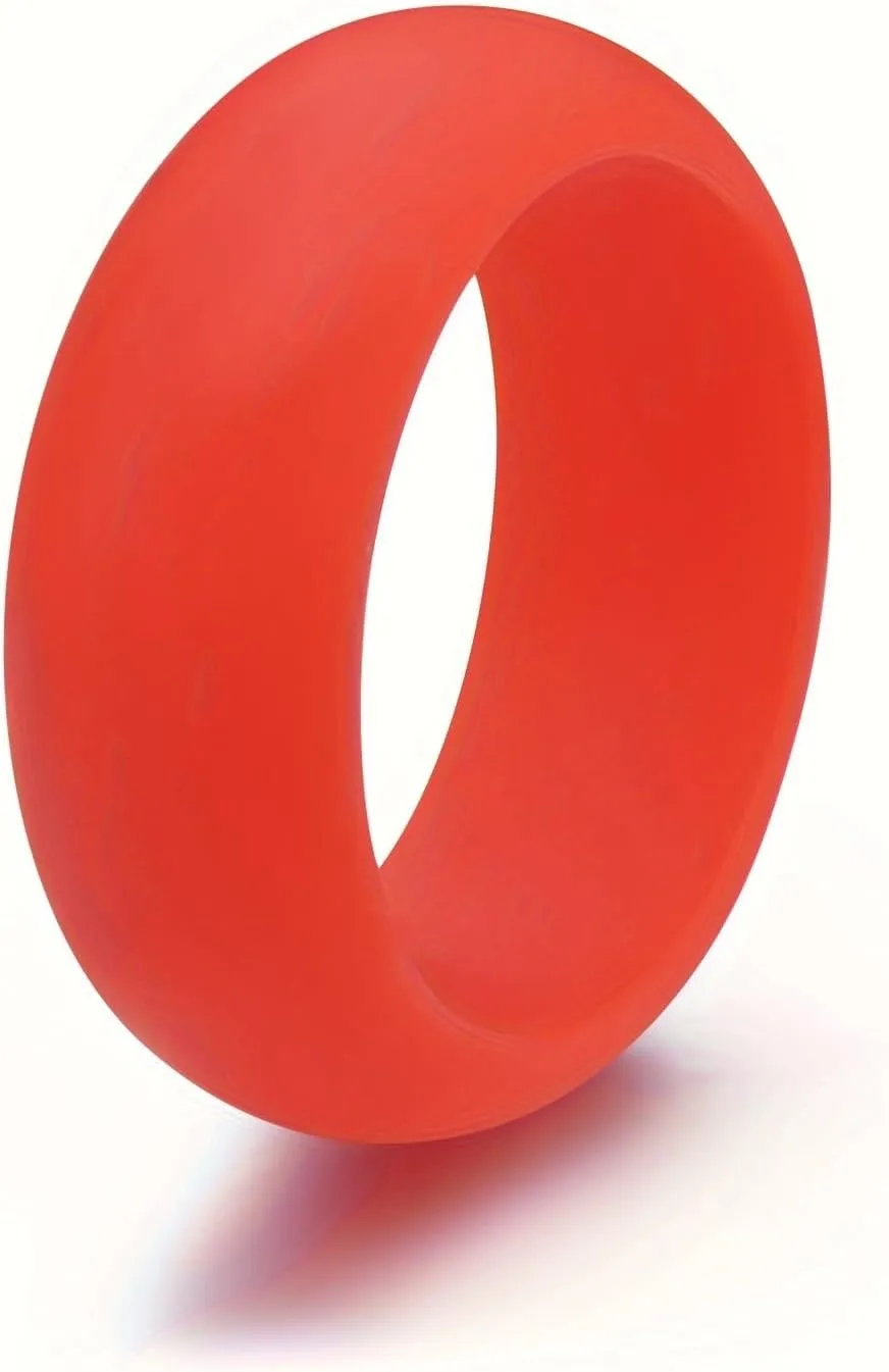 10 Pcs Silicone Rings Set Solid Colors Women Rubber Wedding Bands 8mm Wide 2mm Thick