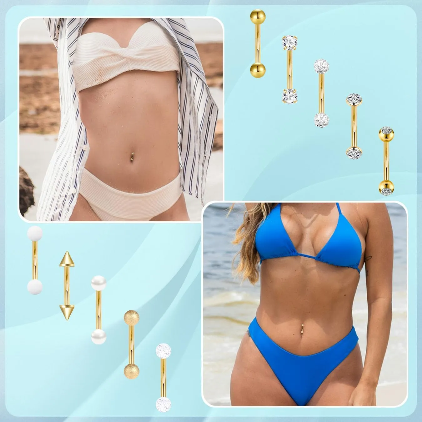 10Pcs 14G 316L Stainless Steel Small Belly Button Rings for Women Tiny Simple Internally Threaded Surgical Steel Hypoallergenic Navel Rings CZ Eyebrow Lip Daith Rook Piercing Jewelry 8-14MM