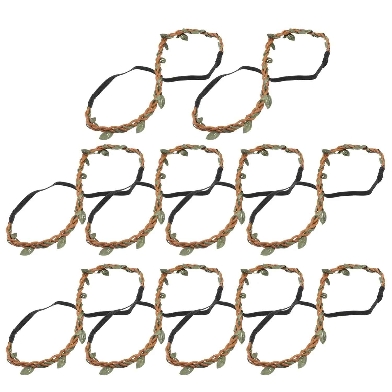 10pcs Flower Wreath Headband Diy Rattan Garland Hairband Leaf Elastic Hair Band Flower Crown Hair Wreath Natural Headdress for Wedding Festival Party Vacation