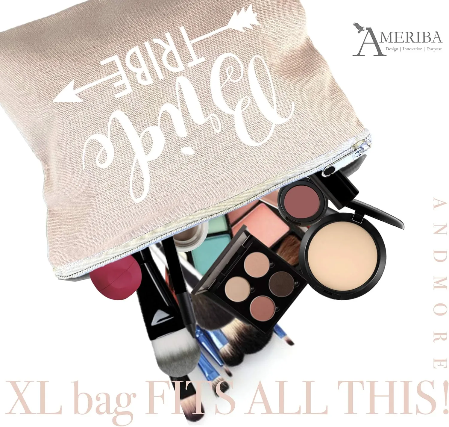 12 PACK SET   1 BRIDE BAG Premium Natural Cotton Canvas Makeup Bag- Bridesmaids Gifts for the Bachelorette Party or Bridal Shower