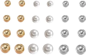 12 Pairs Shining Pearl Gold Silver Hypoallergenic Stud Earrings Set for Women Fashion Aesthetic Jewelry Accessories Statement Earrings Best Friends Birthday Gifts for Mom