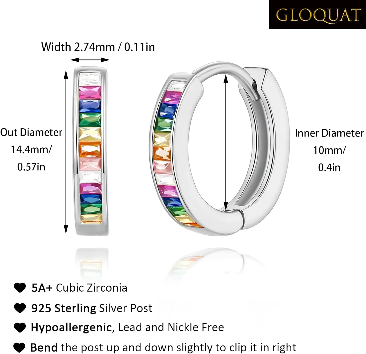 14K Gold Huggie Earrings for Women Silver Huggie Hoop Earrings Cubic Zirconia Huggie Earrings Stud Earrings Lightweight Dainty Hypoallergenic Earrings Jewelry Gifts