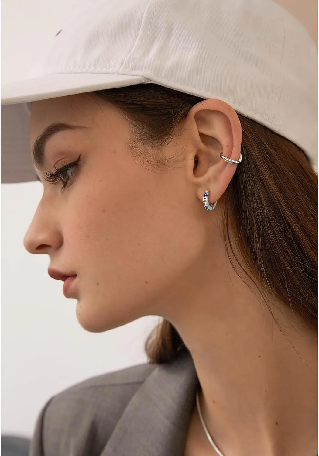 14K Gold Huggie Earrings for Women Silver Huggie Hoop Earrings Cubic Zirconia Huggie Earrings Stud Earrings Lightweight Dainty Hypoallergenic Earrings Jewelry Gifts