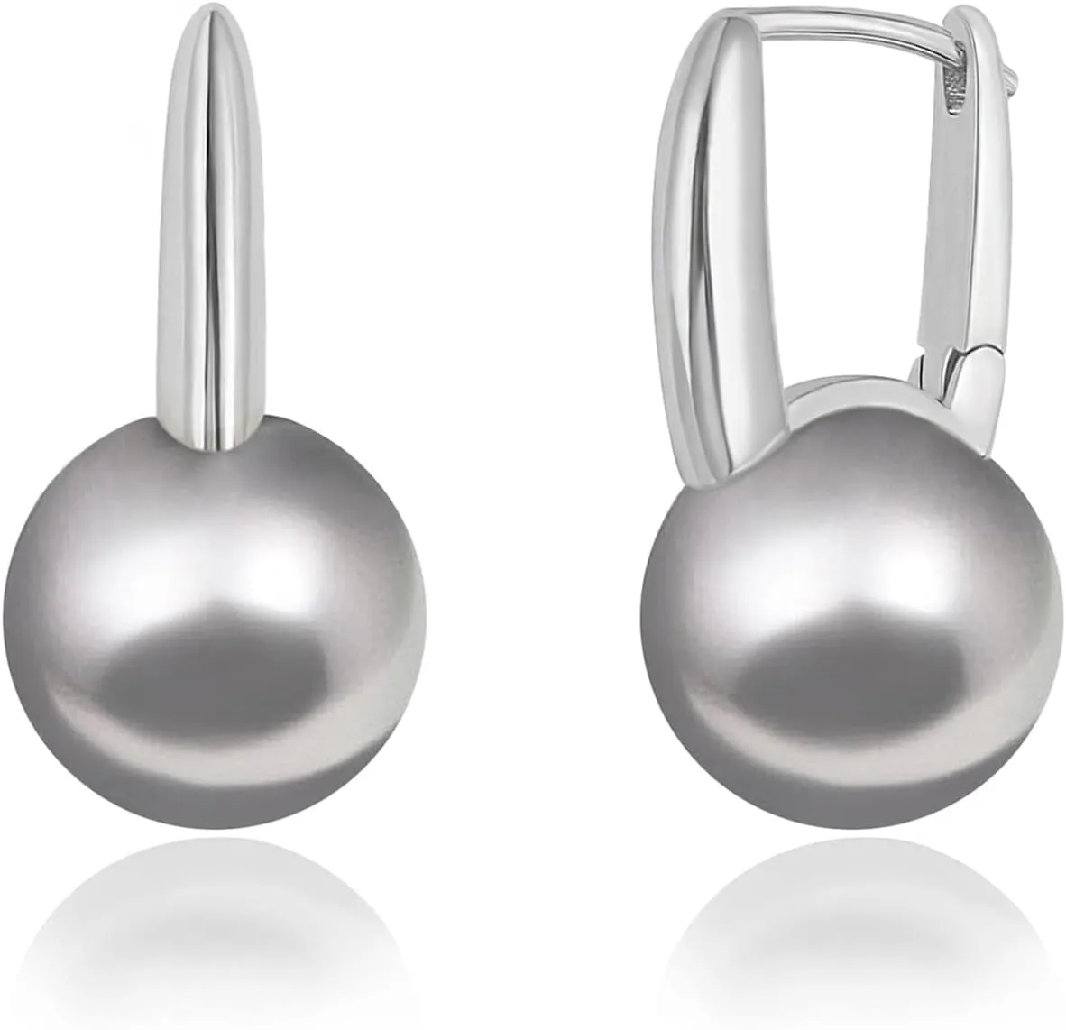 18K Gold Plated Leverback Hoop Handpicked White Shell Pearl Drop Dangle Earring for Women Minimalist Pearl Stud Ear Jewelry for Wedding Bridesmaids Gift