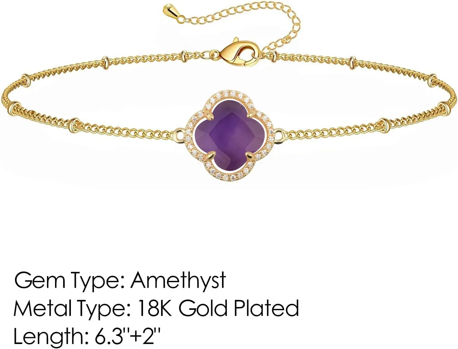 18K Gold Plated Lucky Clover Crystal Adjustable Bracelet for Women Adjustable Simple Fashion Bracelet Birthday Gifts for Women
