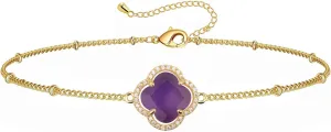18K Gold Plated Lucky Clover Crystal Adjustable Bracelet for Women Adjustable Simple Fashion Bracelet Birthday Gifts for Women
