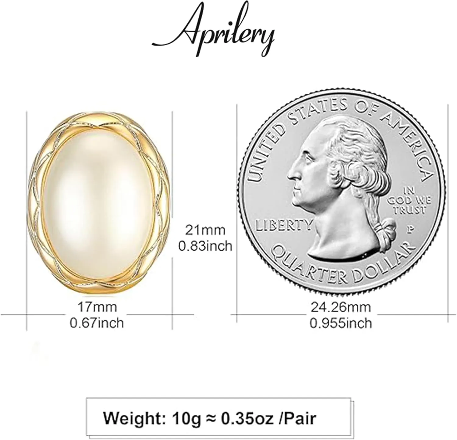 18K Gold Plated Stud Pearl Earrings for Women, Fashion White Pearl Stud Earrings Jewelry Accessory Gifts for Her