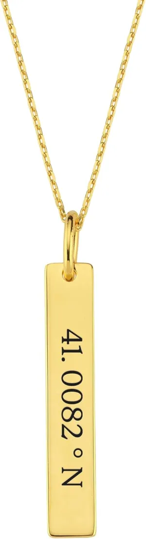 18K Gold Vermeil Custom Name Bar Necklace  Personalized Vertical Bar Pendant, Engraved Jewelry Gift for Her