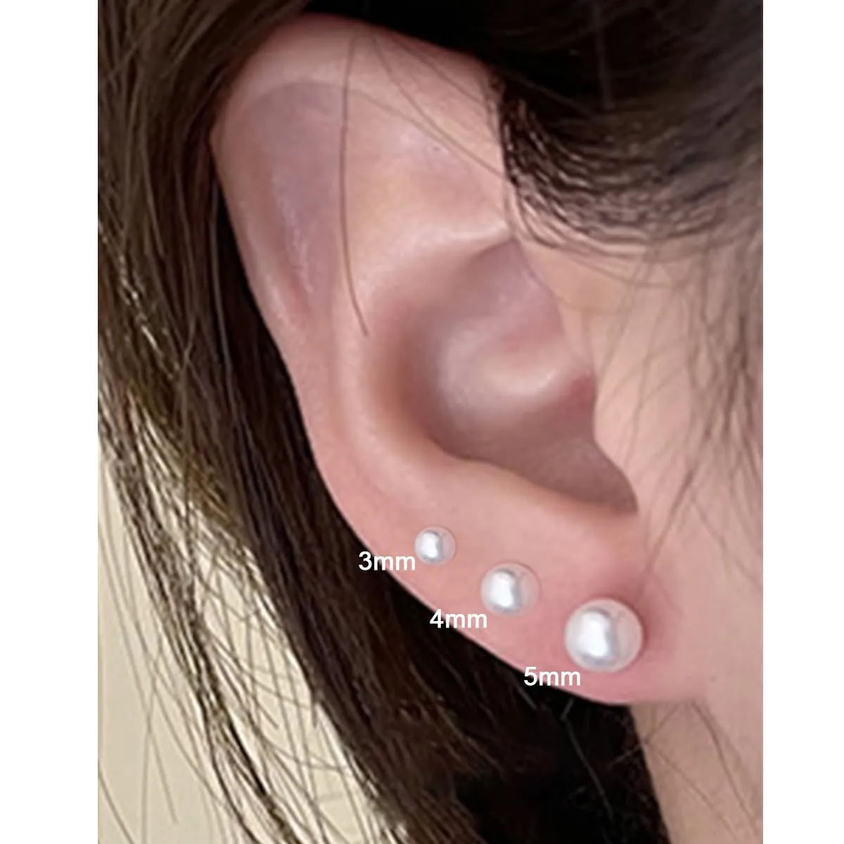 1Pairs Flat Back Dainty Pearl Earrings for Women - 14K Gold Hypoallergenic Cartilage Earring 3mm Faux Pearl Stud Earrings Screw Back Gold Stud Earrings for Women, Suitable Gifts for Women