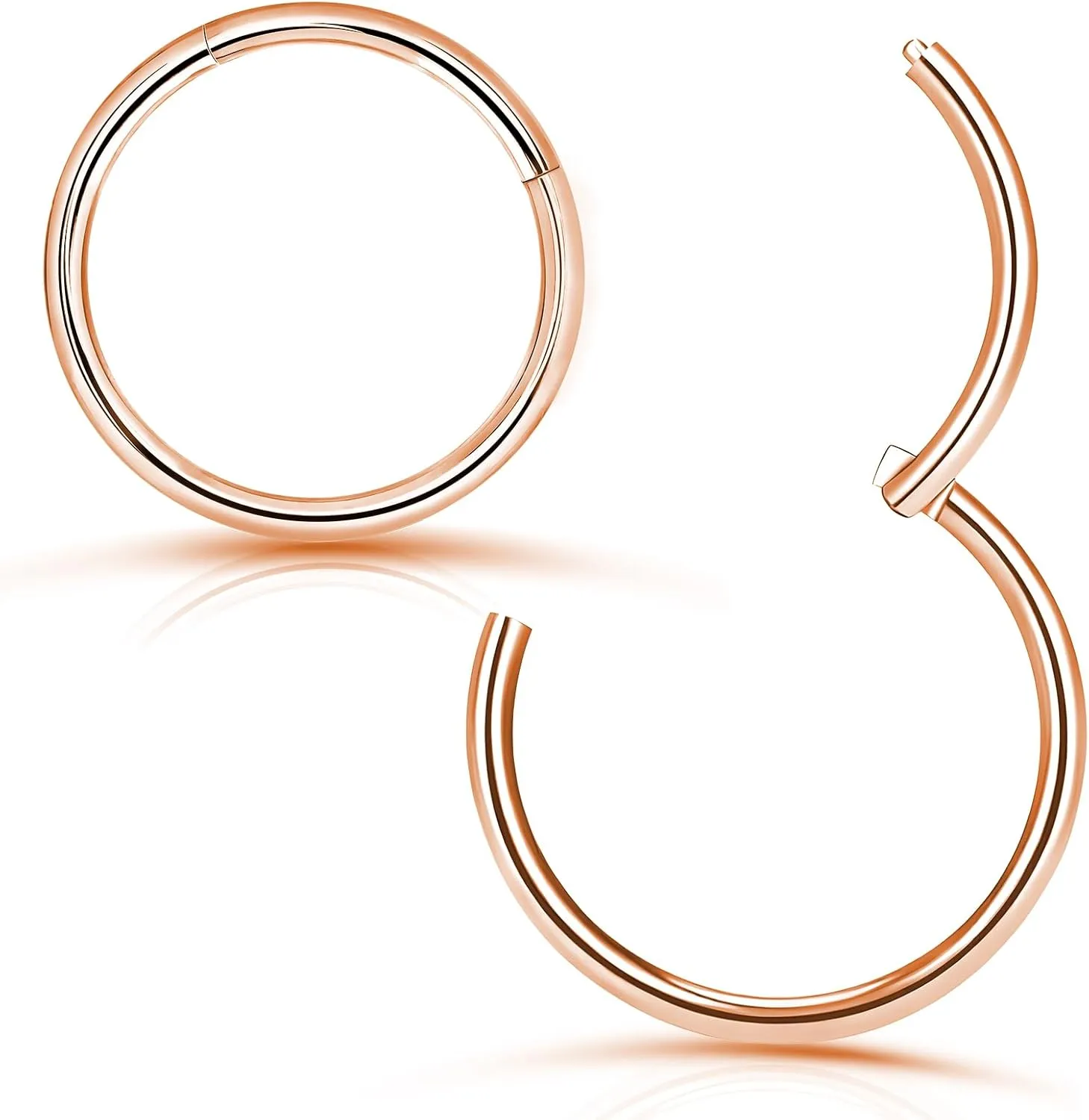 1pcs Women Men Titanium Hinged Nose Rings Hoop 20G 18G 16G Clicker Hoop for Nostril Septum Cartilage Helix Daith Tragus Rook Conch Lip Ear Lobe Piercings 6mm/7mm/8mm/9mm/10mm/12mm Silver-Gold-Rose Gold-Black