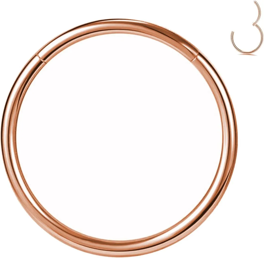 1pcs Women Men Titanium Hinged Nose Rings Hoop 20G 18G 16G Clicker Hoop for Nostril Septum Cartilage Helix Daith Tragus Rook Conch Lip Ear Lobe Piercings 6mm/7mm/8mm/9mm/10mm/12mm Silver-Gold-Rose Gold-Black