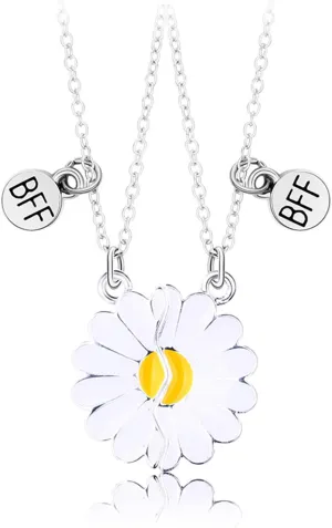 2-4Pcs Half Sun Pendant Necklace Bracelet Set for Women Best Friend Long Distance Matching Adjustable Link Chain Necklace Friendship Jewelry Birthday Gift