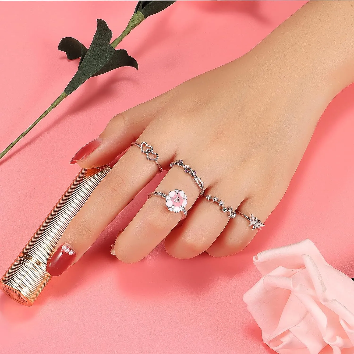 20 Pcs Adjustable Rings Set for Women - Finger Rings Pack Stackable Rings for Teens- Cute Rings for Teen Girls -in Gold and Silver Tone