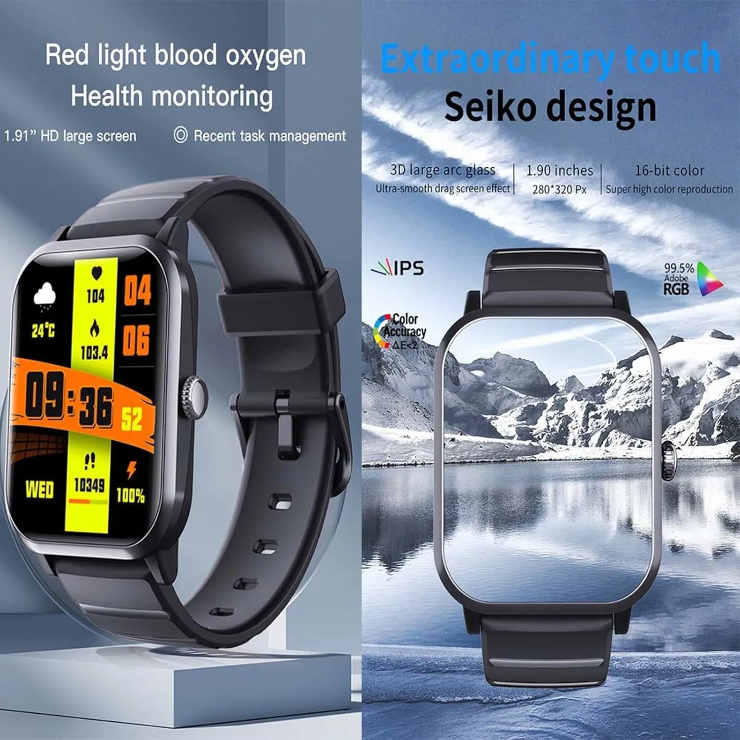 2025 Watches for Men - Watch That Monitors Bp 1.9" Vital Fit Tracker Oxygen Sensor Fashion Companion F330708,Black