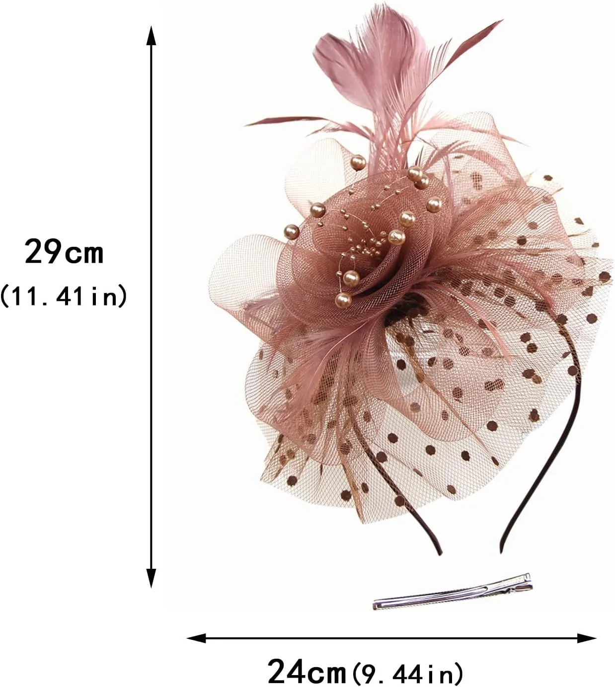 20s 50s Pillbox Derb Fascinator Hat eil Feather Fascinators Hair Clip Wedding Tea Part Hat Lace (Beige, One Size)