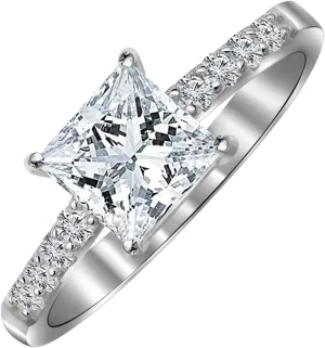 2.24 Carat (ctw) moissanite Engagement Rings for Women Princess Cut moissanite Rings Platinum Plated Silver Rings Wedding Band for Women Gifts Diamond Rings
