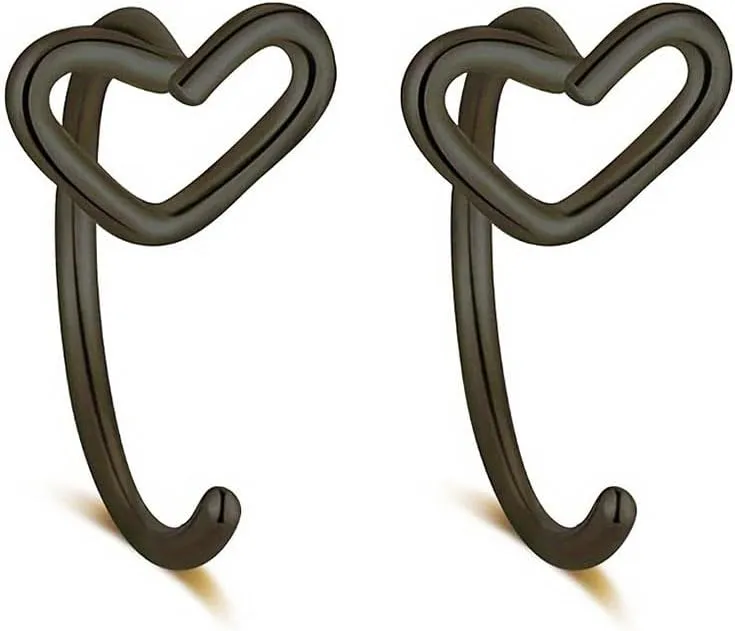 2Pcs 20G Heart Nose Rings Hoop for Women Minimalist Stainless Steel Nose Hoops Cartilage Earrings Nose Nostril Piercing Jewelry