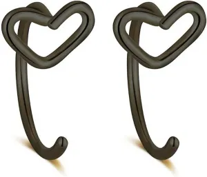 2Pcs 20G Heart Nose Rings Hoop for Women Minimalist Stainless Steel Nose Hoops Cartilage Earrings Nose Nostril Piercing Jewelry