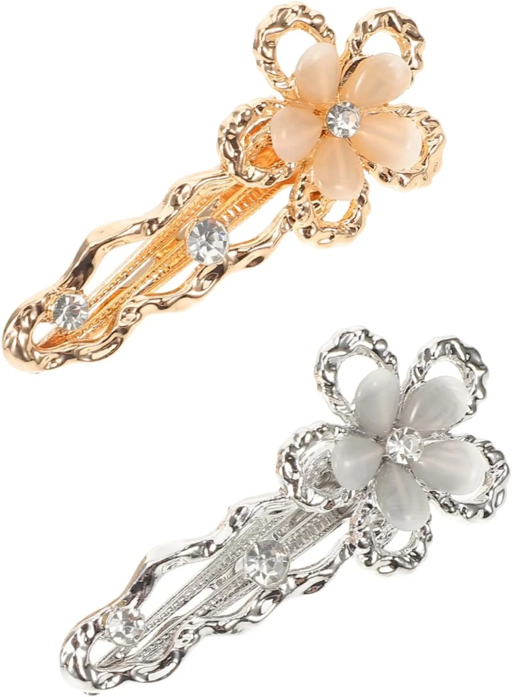 2pcs Flower Hair Clips Adorable Metal Hairpins for Women for Thin Hair Stylish Accessories for Office Travel or Casual Outfits Birthday Gold Silver