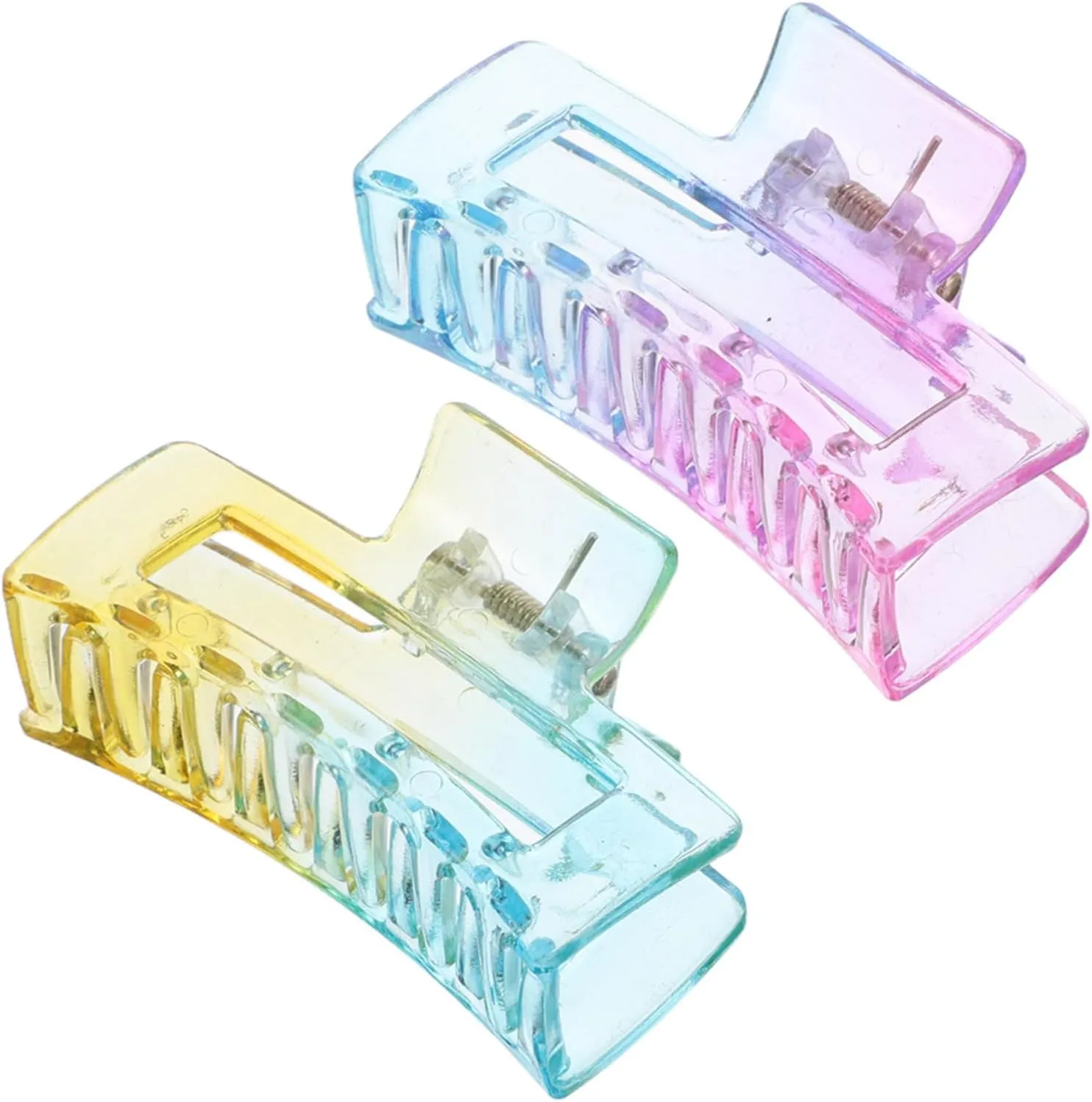 2pcs Gradient Transparent Hair Clips for Women Fashionable Claw Clips for Thick Curly Thin Hair Reliable Hold
