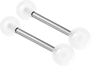 2PCS Stainless Steel Clear Tongue Rings Stud Bar Nipple Barbell 14 Gauge 5/8 16mm 6mm Ball Nipple Bars Piercing Jewelry 2510