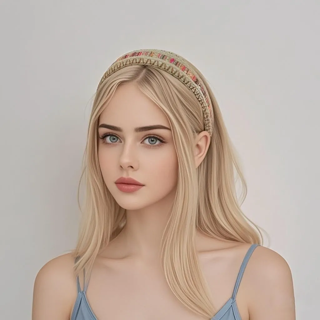 3 Pack Straw Headbands for Women & Girls Raffia Wide Headbands Boho Rattan Hair Accessories Beach