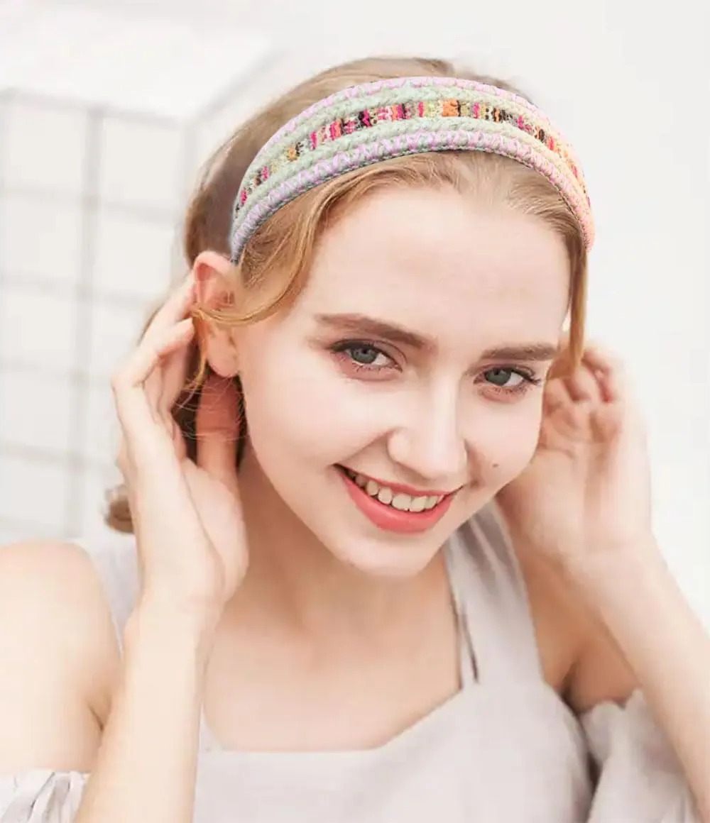 3 Pack Straw Headbands for Women & Girls Raffia Wide Headbands Boho Rattan Hair Accessories Beach