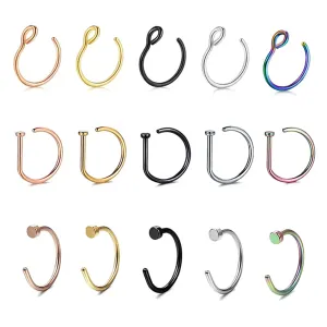 30Pcs 18G Nose Rings for Women Fake Piercing Jewelry Hoop for Faux Lip Septum Nose Ring Set Available in 8mm and 10mm Sizes with Various Color Combinations