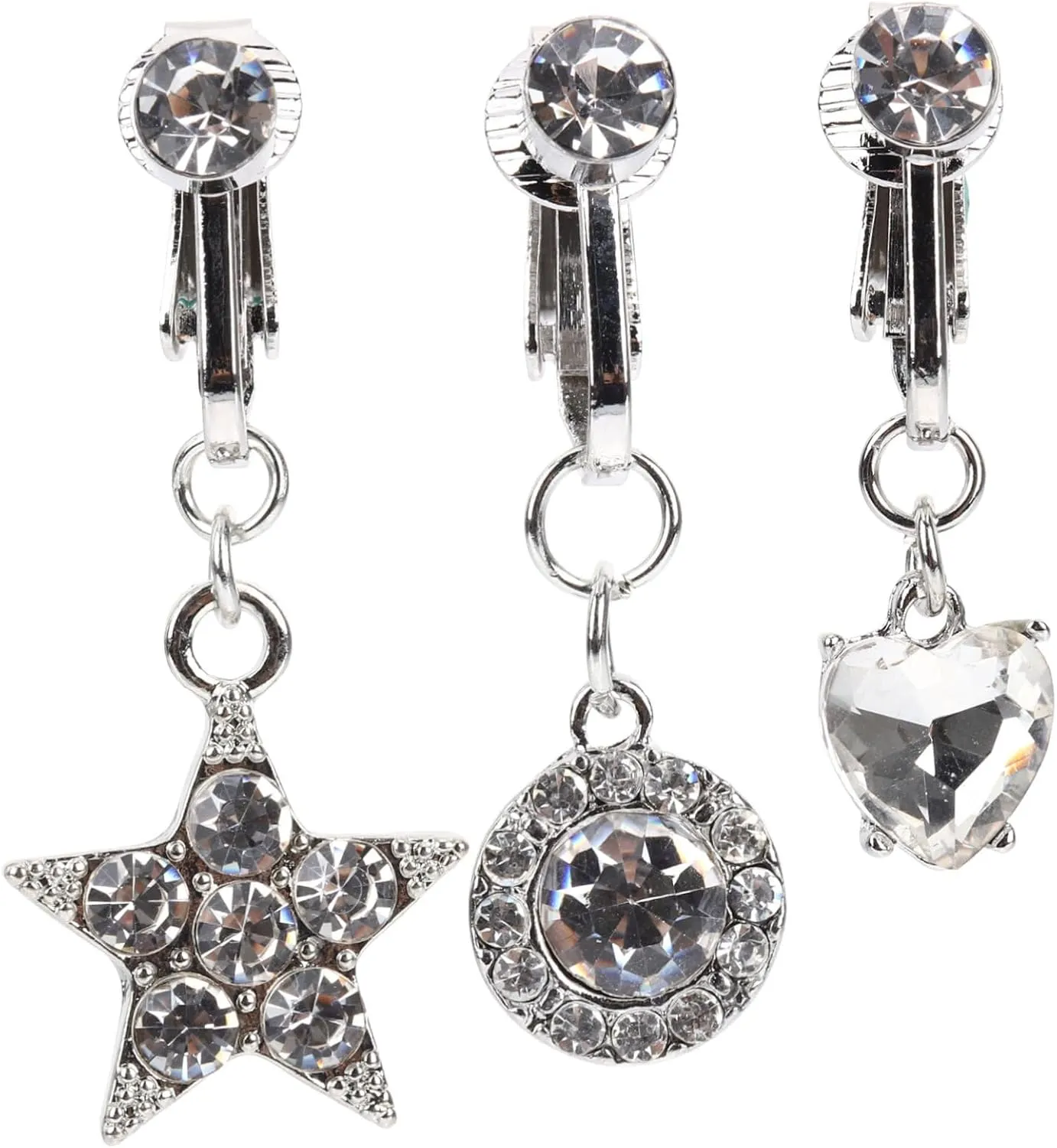 3Pcs Clip Belly Button Rings Fake Navel Rings for Non Pierced Style Comfortable Decoration for Parties Photography Props Present for Women