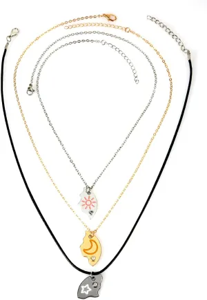 3pcs Friendship Necklaces, Best Friend Necklaces Funny Stitch Friendship Necklace Matching Necklace for Kids Girls 3 People Friend Forever Charm Gift Rhinestone Jewelry Stuff