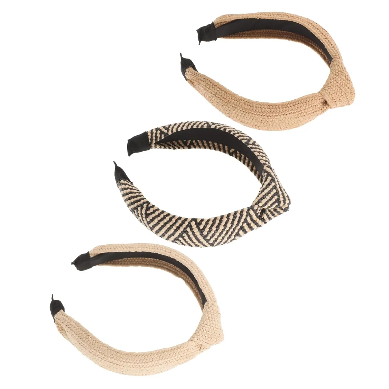 3pcs Girls Headbands Rattan Knot Headband Bow Straw Woven for Women Girls