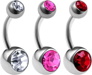 3Pcs Titanium G23 14g Belly Button Rings Piercing Jewelry navel Ear Lobe Earring 8mm 5mm Crystal Ball More Choices