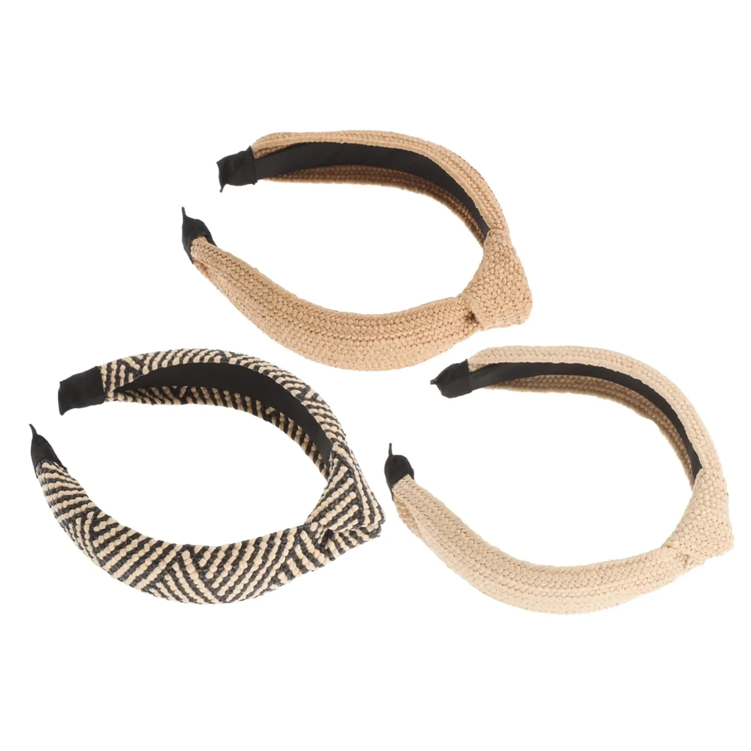3pcs Women Girls Headbands Knotted Rattan Headband Straw Woven Set for