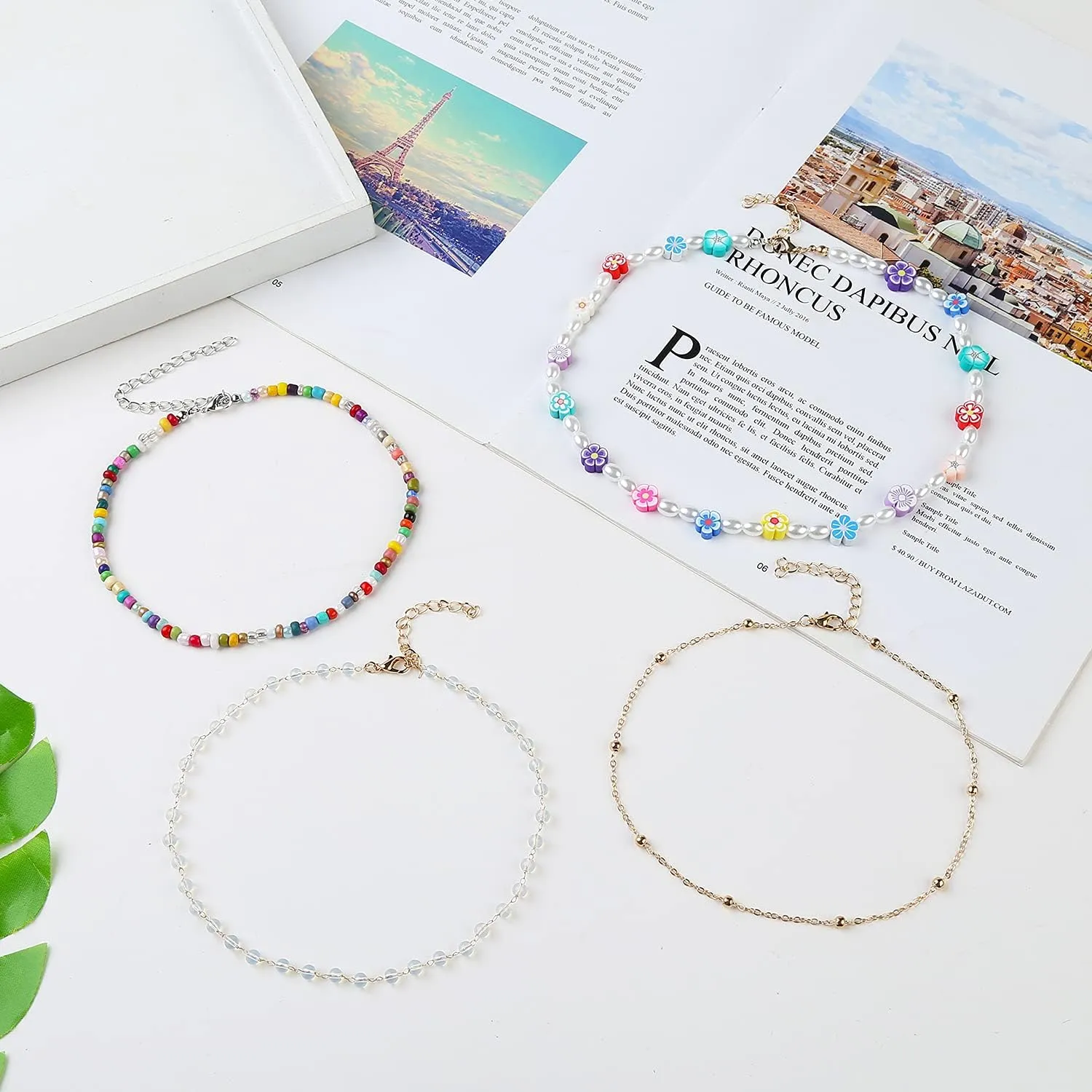 4-12 Pieces Beaded Choker Necklaces for Women Boho Seed Bead Choker Set Hawaiian Handmade Turquoise Beach Beads Necklace Chain Jewelry
