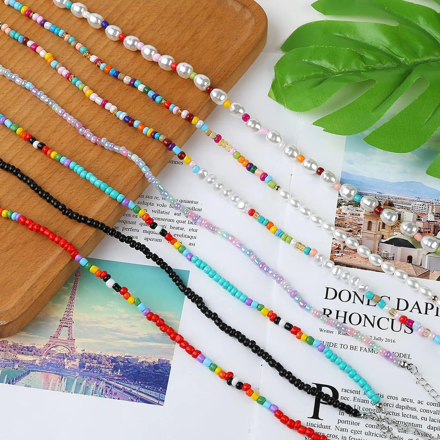4-12 Pieces Beaded Choker Necklaces for Women Boho Seed Bead Choker Set Hawaiian Handmade Turquoise Beach Beads Necklace Chain Jewelry