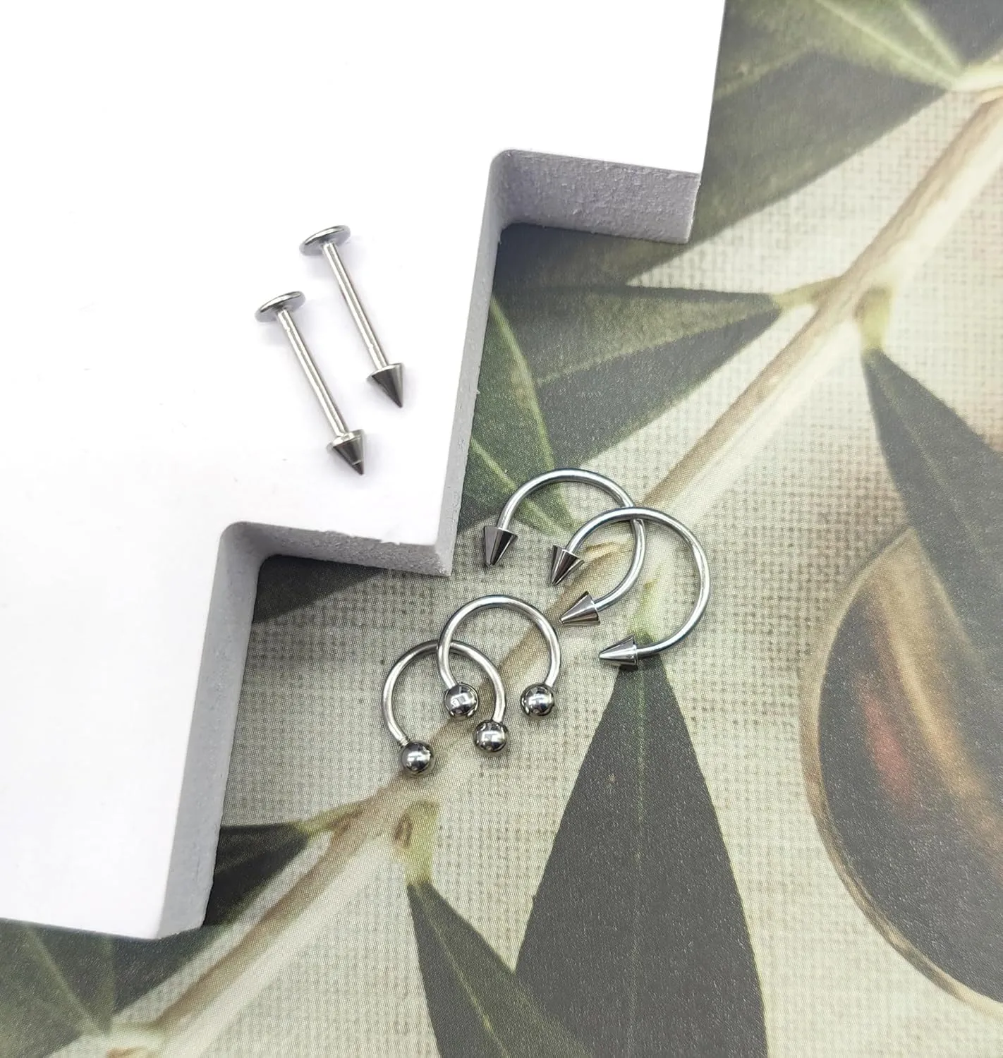 40Pcs 16G Lip Rings Surgical Steel Snake Bite Jewelry Labret Monroe Barbell Daith Tragus Helix Piercing Nose Septum Jewelry for Women Men 6mm/8mm/10mm/12mm