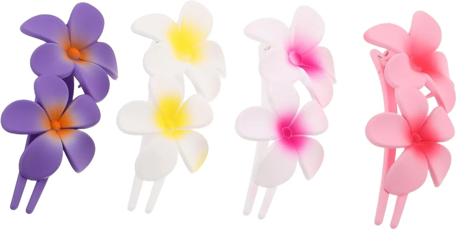 4pcs Hawaiian Flower Hair Clips for Women Durable Floral Barrettes for Bangs and Side Hair Cute Accessories for Daily Styling and Special Occasions