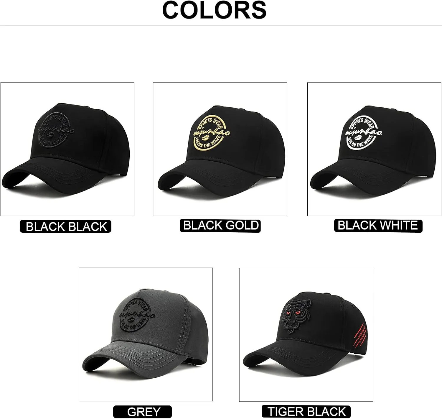 5 Panels High Crown Baseball Cap for Men Casual Cotton Letter Embroidery Snapback Caps Trucker Hats Wide Brim Sun Hats Q1036