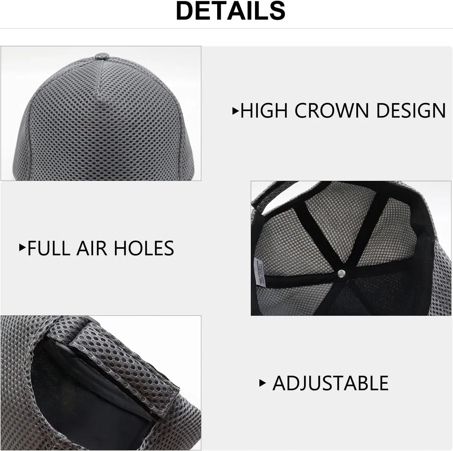 5 Panels High Crown Trucker Hats Mens Outdoor Breathable Full Mesh Snapback Baseball Caps Wide Brim Sun Hats Plus Size Q1037