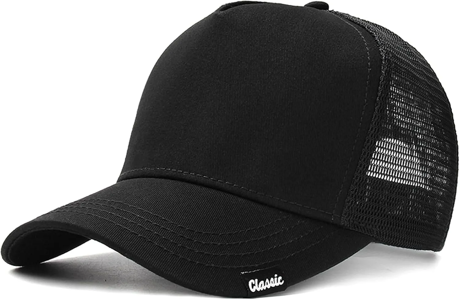 5 Panels High Crown Trucker Hats Mens Outdoor Breathable Full Mesh Snapback Baseball Caps Wide Brim Sun Hats Plus Size Q1037