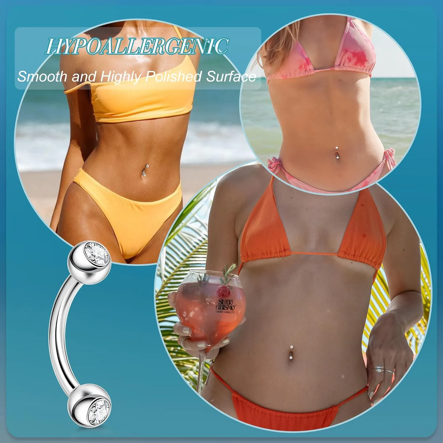 5PCS 14G 316L Stainless Steel Small Belly Button Rings for Women Tiny Simple Internally Threaded Navel Rings Hypoallergenic Petite CZ Opal Eyebrow Lip Daith Rook Piercing Jewelry 6-16MM