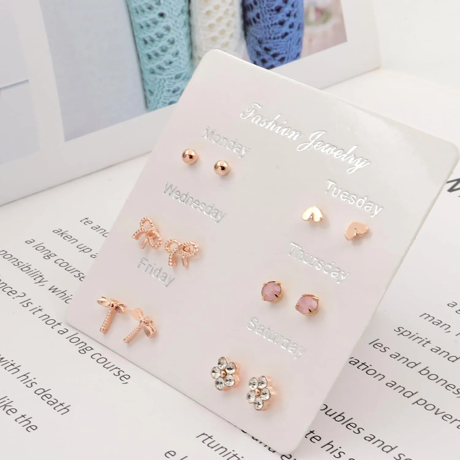 6 Pairs Small Stud Earrings Set for Women,Hypoallergenic Fashion Multiple Stud Earrings Set Statement Jewelry Gifts