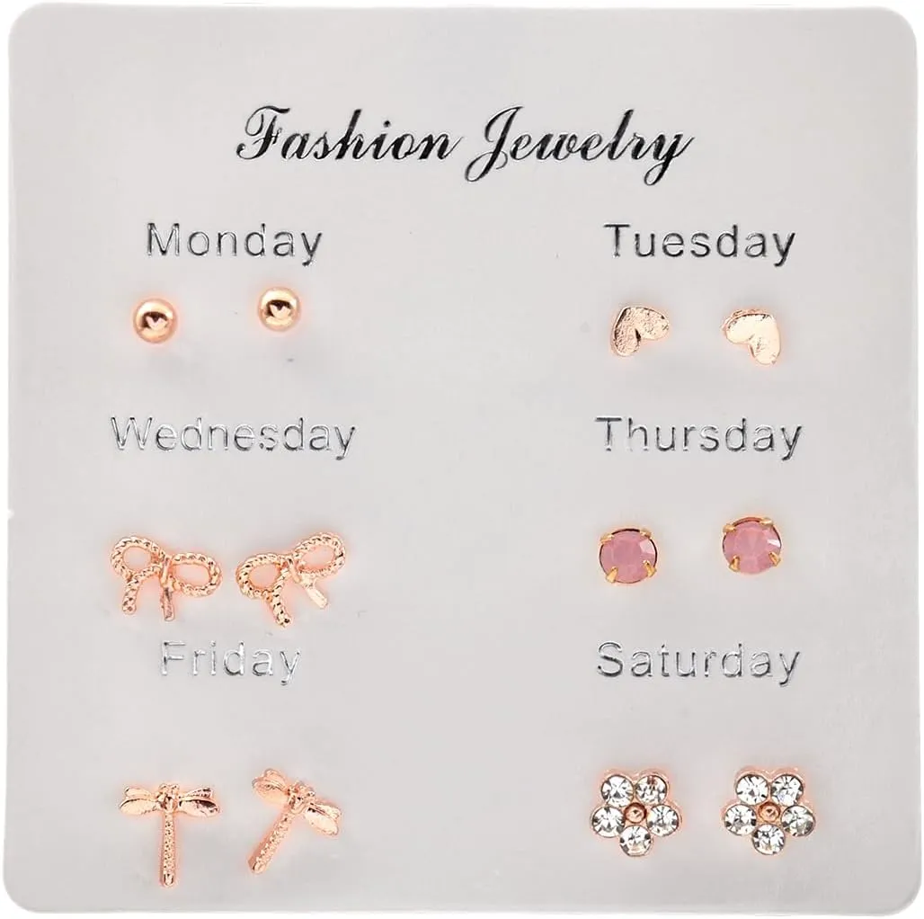 6 Pairs Small Stud Earrings Set for Women,Hypoallergenic Fashion Multiple Stud Earrings Set Statement Jewelry Gifts