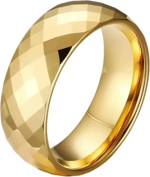 6mm/8mm Tungsten Rings for Men Women, Rose Gold/Gold/Silver Wedding Band Multi-Faceted Engagement Promise Ring for Couple Comfort Fit