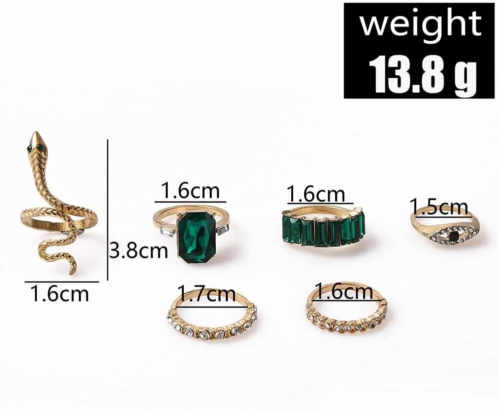 7-14 Pieces Gold Snake Knuckle Ring Set. Boho Rhinestone Stackable Rings Sets Jewelry,Vintage Stacking Finger Ring for Women,5 Styles