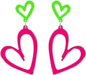 80s Neon Acrylic Earrings Lightning Earrings Neon Heart Earrings Colorful Retro Earrings Glow Party Neon Accessories for Women