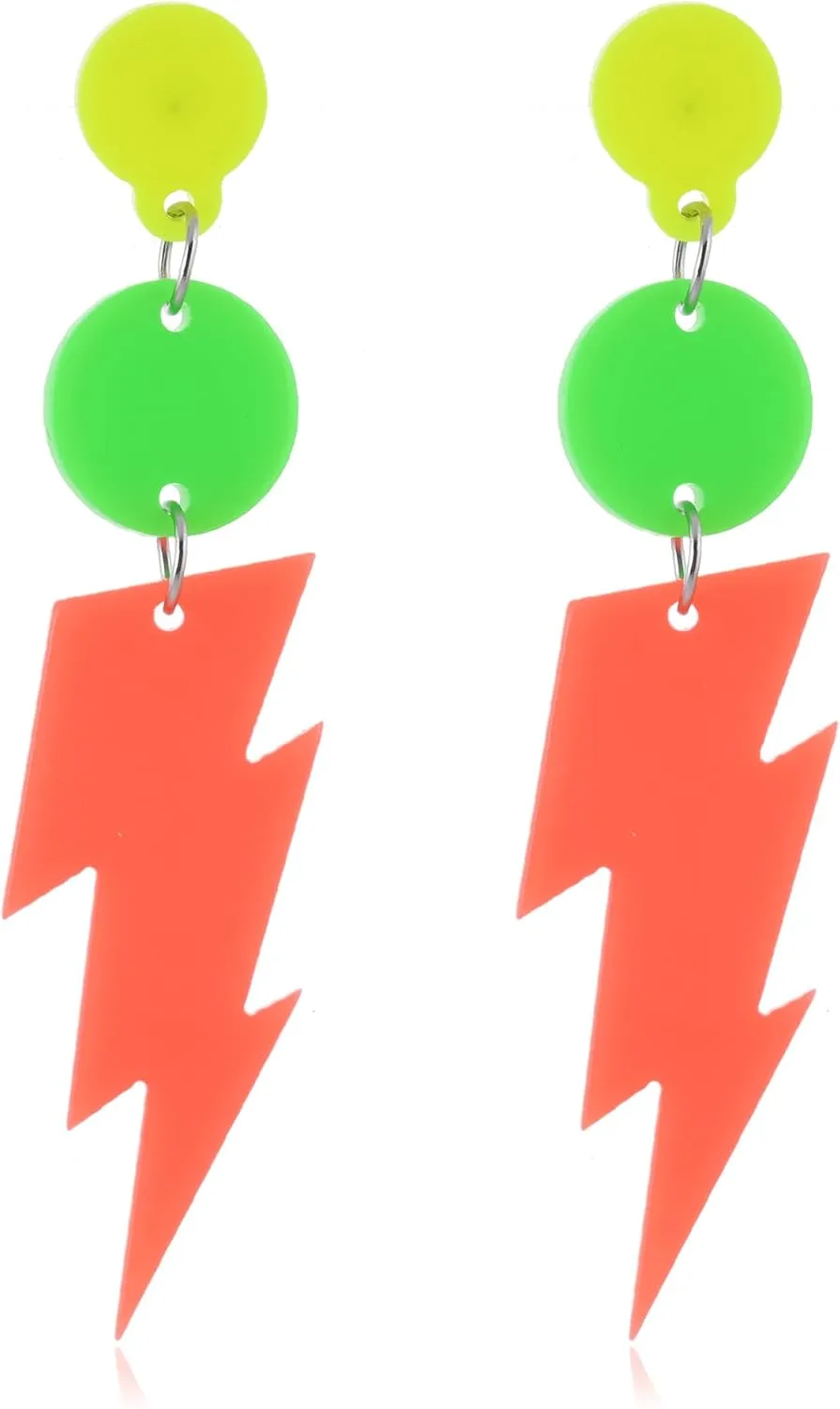 80's Neon Lightning Earrings for Women Halloween Geometric Earrings Retro Acrylic Drop Dangle for 80's Outfit Glow Party Jewelry