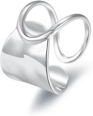 925 Sterling Silver Adjustable Open Minimalist Simple Rings,Fashion Statement Jewelry for Women Comfort Fit/Hypoallergenic/Non Tarnish