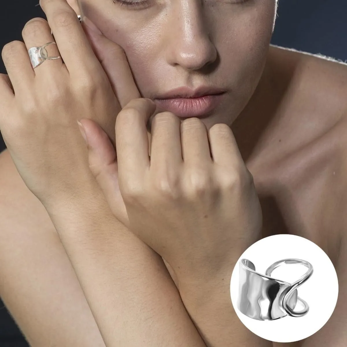 925 Sterling Silver Adjustable Open Minimalist Simple Rings,Fashion Statement Jewelry for Women Comfort Fit/Hypoallergenic/Non Tarnish