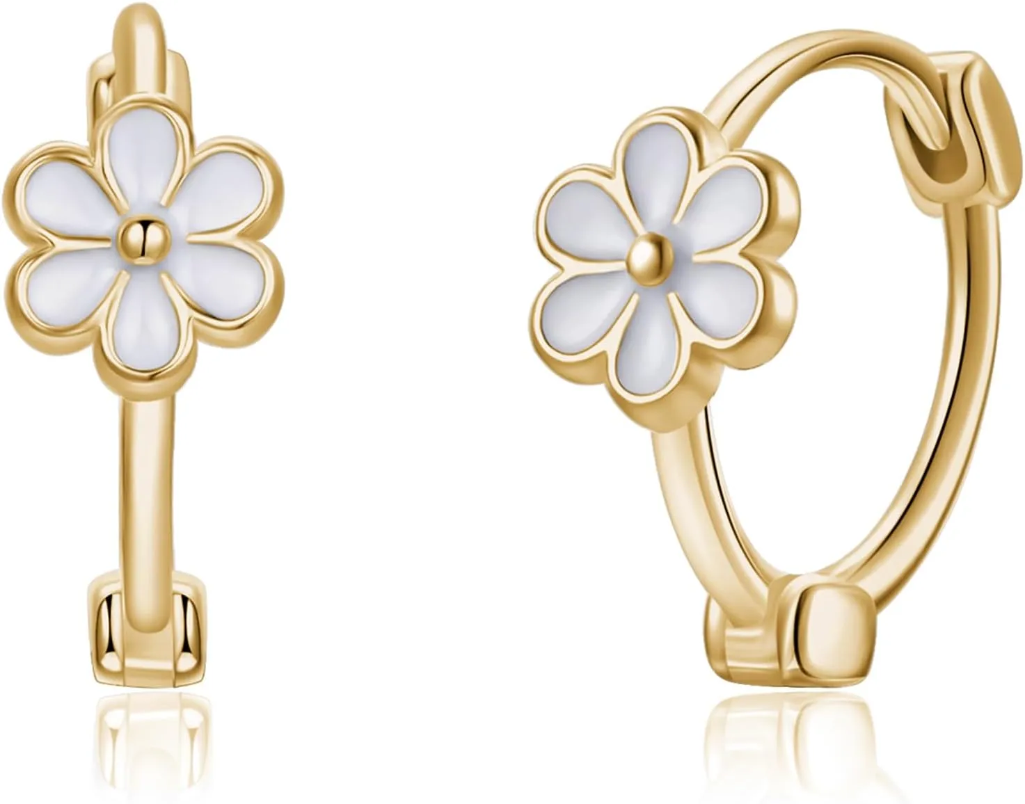 925 Sterling Silver Daisy Hoop Earrings Small White Flower Hoop Huggie Cartilage Earrings for Women Daisy Flower Jewelry Gifts for Birthday Christmas